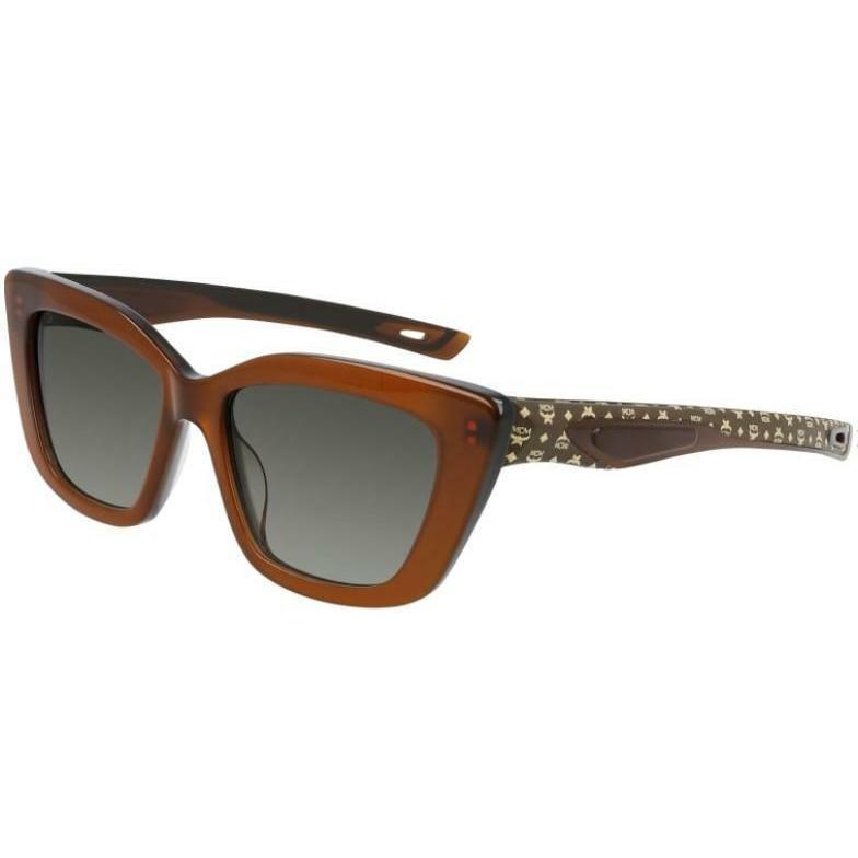 New Mcm 704sl 205 Brown Sunglasses With Olive Visetos Temples & Mcm Case